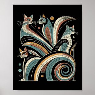 Vintage Retro Mid-century Modern Look Cats 50s 60s Poster