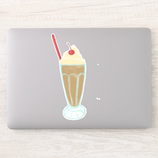 Vintage Retro Milkshake with Cherry Drawing Art (Computer)
