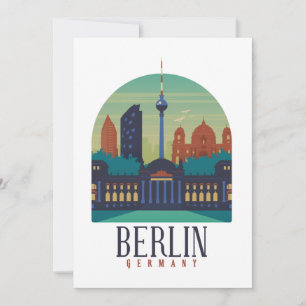 Vintage Retro Minimal Berlin Germany Skyline  Invitation
