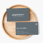 Vintage Retro Minimal Trendy Smoke Blue Business Card<br><div class="desc">A simple stylish custom design with retro typography on a smoke blue background. The text,  including your monogram and nickname,  can easily be personalised to make a design as unique as you are! The perfect trendy bespoke design for personal or business use!</div>