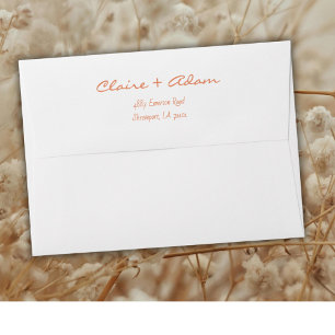 Vintage Retro Minimalist Peach Stripes Wedding Envelope