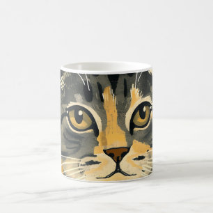 Vintage Retro Minimalist Tabby Cat Portrait Coffee Mug