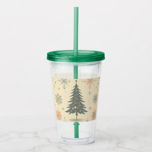 Vintage/Retro modern Christmas/winter Acrylic Tumbler