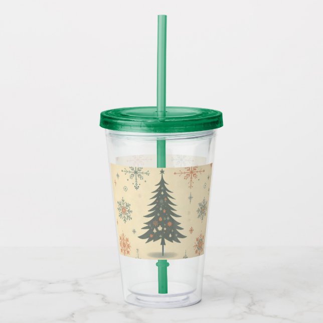 Vintage/Retro modern Christmas/winter Acrylic Tumbler (Front)
