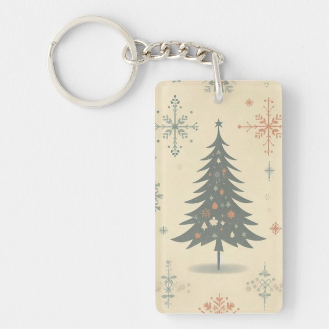 Vintage/Retro modern Christmas/winter Key Ring (Front)