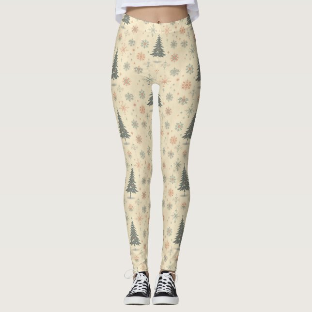 Vintage/Retro modern Christmas/winter Leggings (Front)