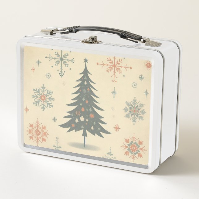 Vintage/Retro modern Christmas/winter Metal Lunch Box (Front)