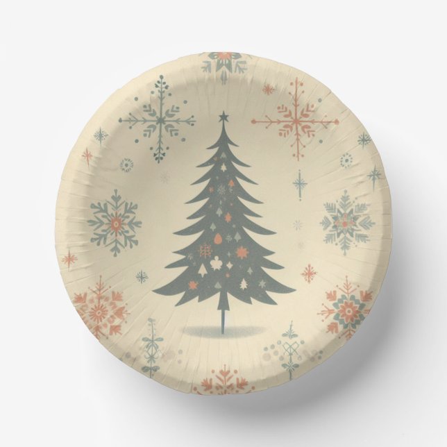 Vintage/Retro modern Christmas/winter Paper Plate (Front)