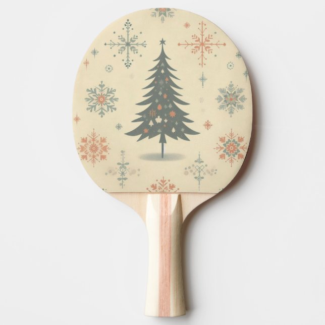 Vintage/Retro modern Christmas/winter Ping Pong Paddle (Front)