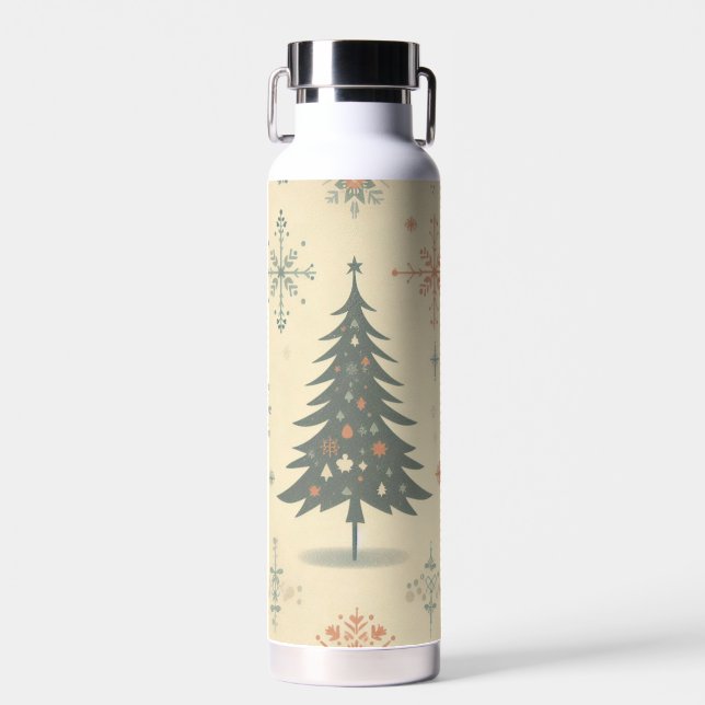 Vintage/Retro modern Christmas/winter Water Bottle (Front)