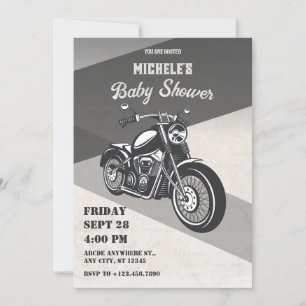 Vintage retro motorcycle baby shower invitation
