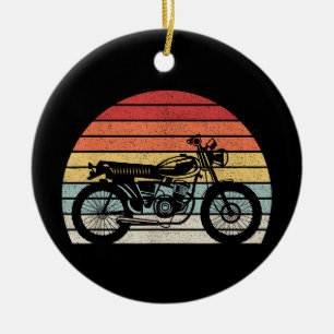 Vintage Retro Motorcycle Ceramic Tree Decoration