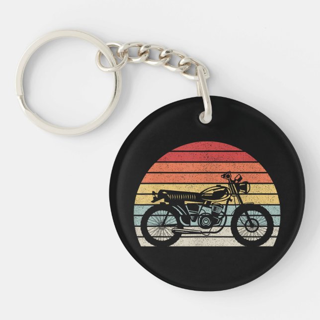 Vintage Retro Motorcycle Key Ring (Front)
