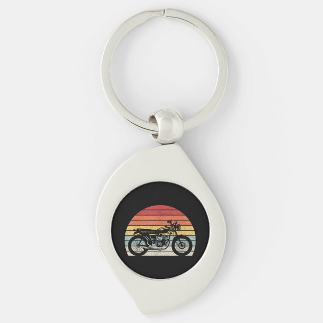 Vintage Retro Motorcycle Key Ring (Front)