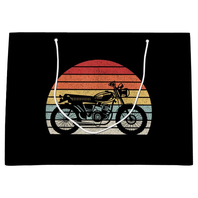 Vintage Retro Motorcycle Large Gift Bag (Front)