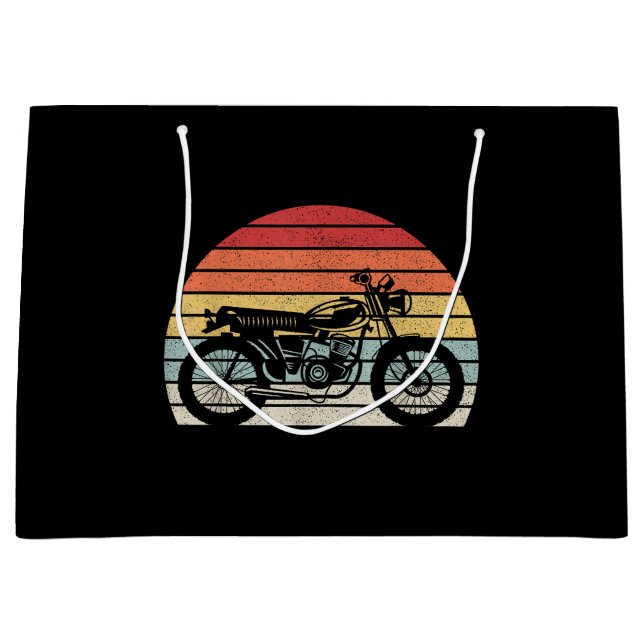Vintage Retro Motorcycle Large Gift Bag (Front)
