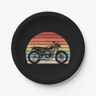 Vintage Retro Motorcycle Paper Plate