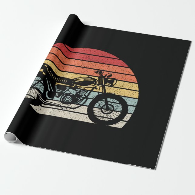 Vintage Retro Motorcycle Wrapping Paper (Unrolled)