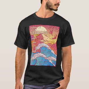 Vintage Retro Mount Fuji Waves Vaporwave 90's Aest T-Shirt