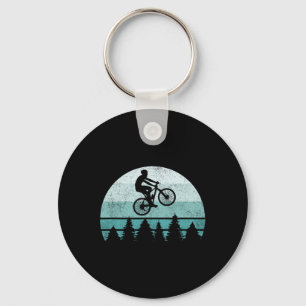 Vintage Retro Mountain Bike Biking Blue Sunset  Key Ring