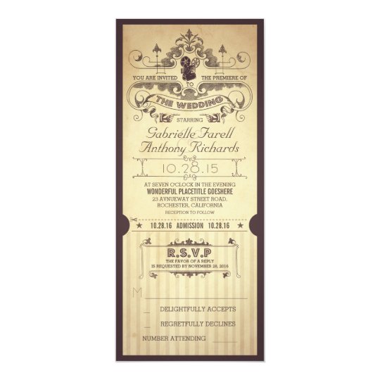 Vintage Movie Ticket Wedding Invitations 4