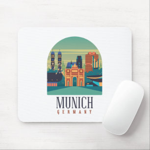 Vintage Retro Munich Bavaria Germany Mouse Mat