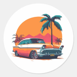 Vintage Retro Muscle Cars Cool Sports Car Classic Classic Round Sticker