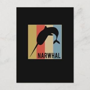Vintage Retro Narwhal Cute Novelty Postcard