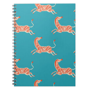 vintage retro neon color Zebra illustration motif Notebook