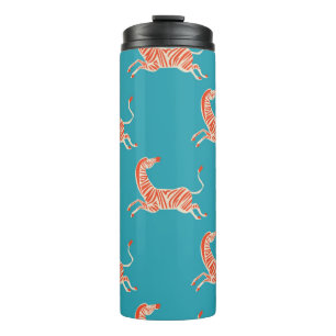 vintage retro neon color Zebra illustration motif Thermal Tumbler