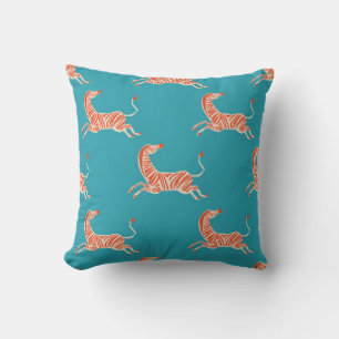 vintage retro neon colour Zebra illustration motif Cushion