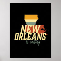 Vintage Retro New Orleans Louisiana USA City Map