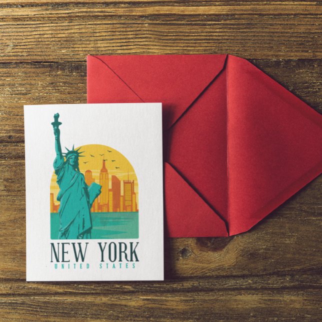 Vintage Retro New York Skyline  Postcard (retro vintage new york postcard)