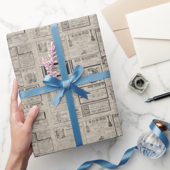 Vintage Retro Newspaper Gifts  Wrapping Paper (Gifting)