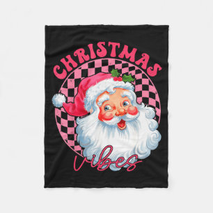 Vintage Retro Nk Santa Christmas Vibes Groovy Nk S Fleece Blanket