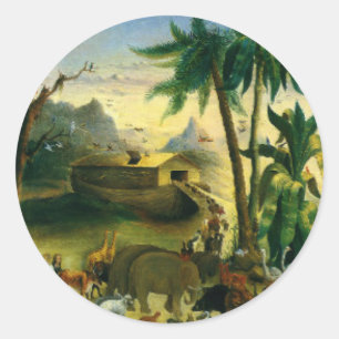 Vintage Retro Noah's Ark With Animal's Classic Round Sticker