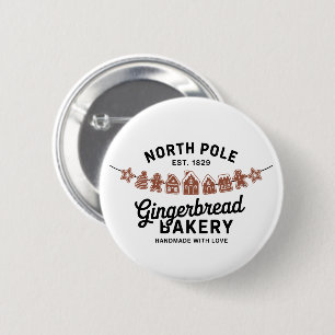 Vintage Retro North Pole Gingerbread Bakery Xmas 6 Cm Round Badge