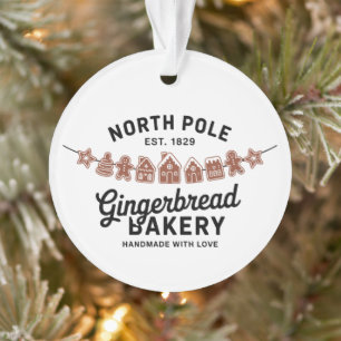 Vintage Retro North Pole Gingerbread Bakery Xmas Ornament