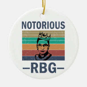 Vintage Retro Notorious RBG Ruth Bader Ginsburg Ceramic Tree Decoration