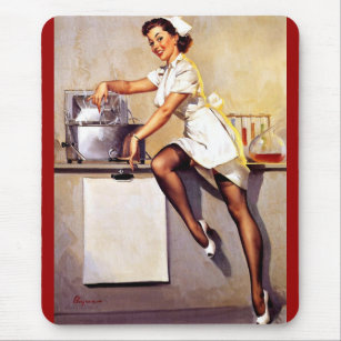 Vintage Retro Nurse Pin Up Girl Mouse Mat