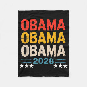 Vintage Retro Obama For President 2028 Fleece Blanket