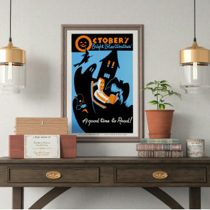 Vintage Retro October's A good time to read Poster
