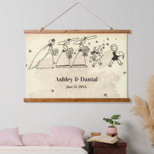Vintage Retro Old Bride Bridesmaids Rustic Wedding Hanging Tapestry