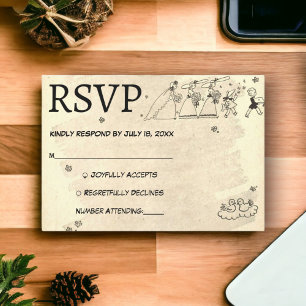 Vintage Retro Old Bride Bridesmaids Rustic Wedding RSVP Card