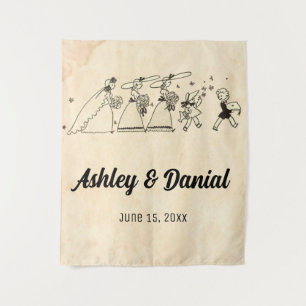 Vintage Retro Old Ceremony Bride Rustic Wedding Tapestry
