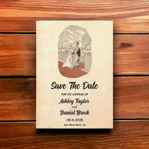 Vintage Retro Old Ceremony Wedding Save the Date Invitation