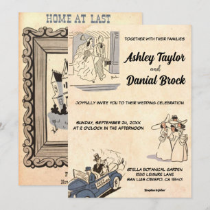 Vintage Retro Old Classic Comic Stylish Wedding Invitation