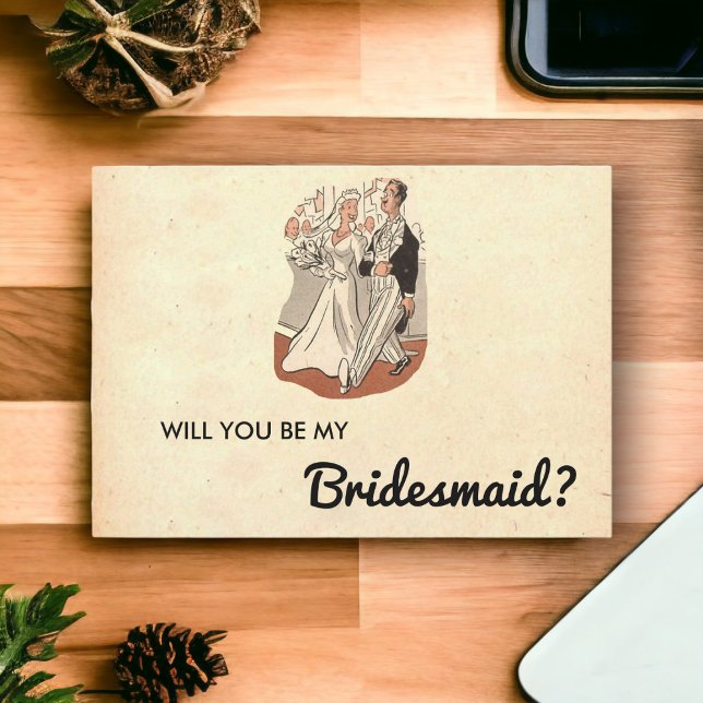 Vintage Retro Old Classic Couple Bridesmaid Card (Creator Uploaded)