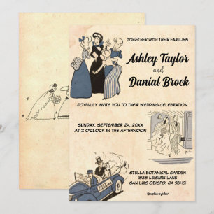Vintage Retro Old Classic Stylish Rustic Wedding Invitation