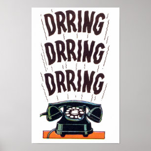 Vintage Retro Old Classic Telephone Ringing  Poster